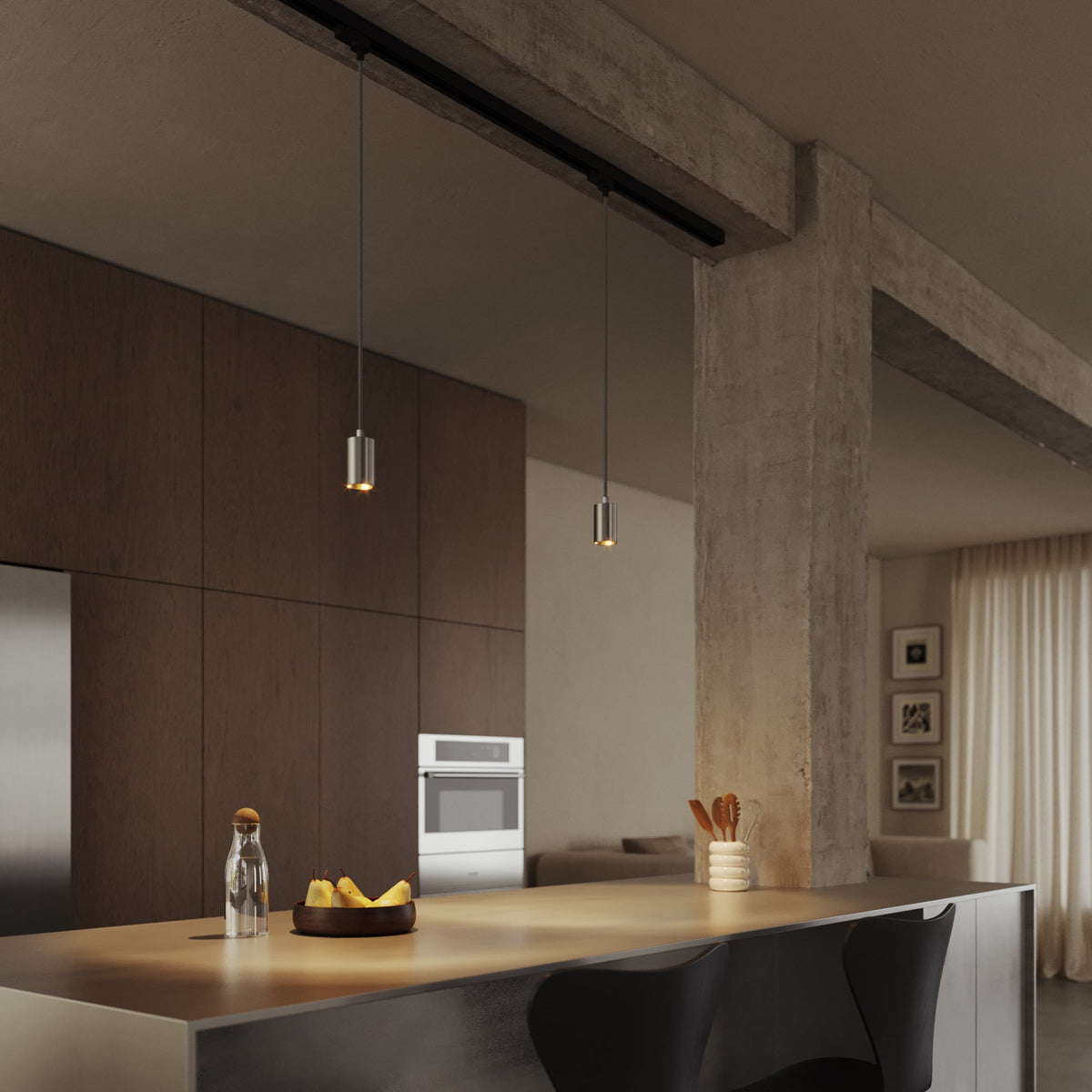 Lampada a sospensione con faretto GU10 Bispot per sistema a binario - Titanio satinato Si Powergear