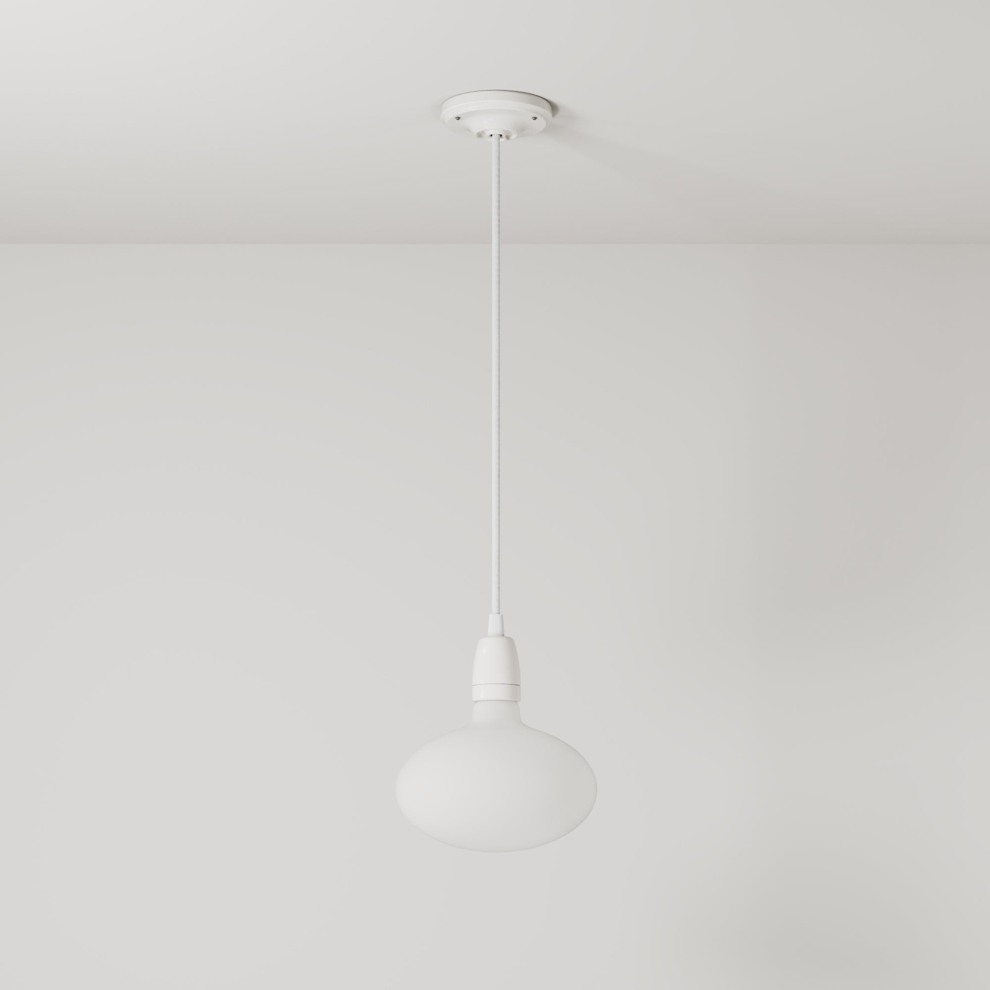 Lampada a sospensione con finitura in porcellana con lampadine LED Ellipse effetto porcellana - Bianco