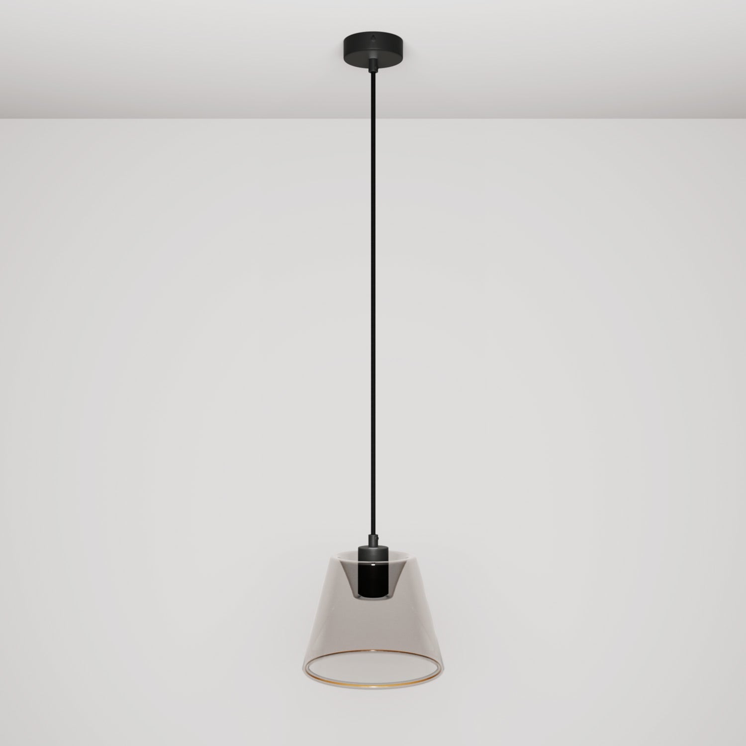 Lampada a sospensione con lampadina Ghost a cono smoky - Nero