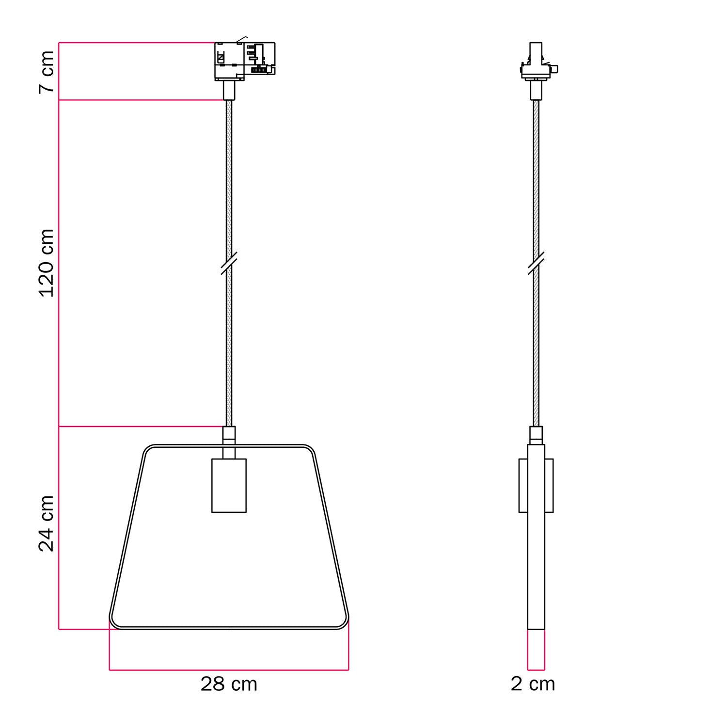 Lampada a sospensione con paralume Duedì Base per binari - Nero