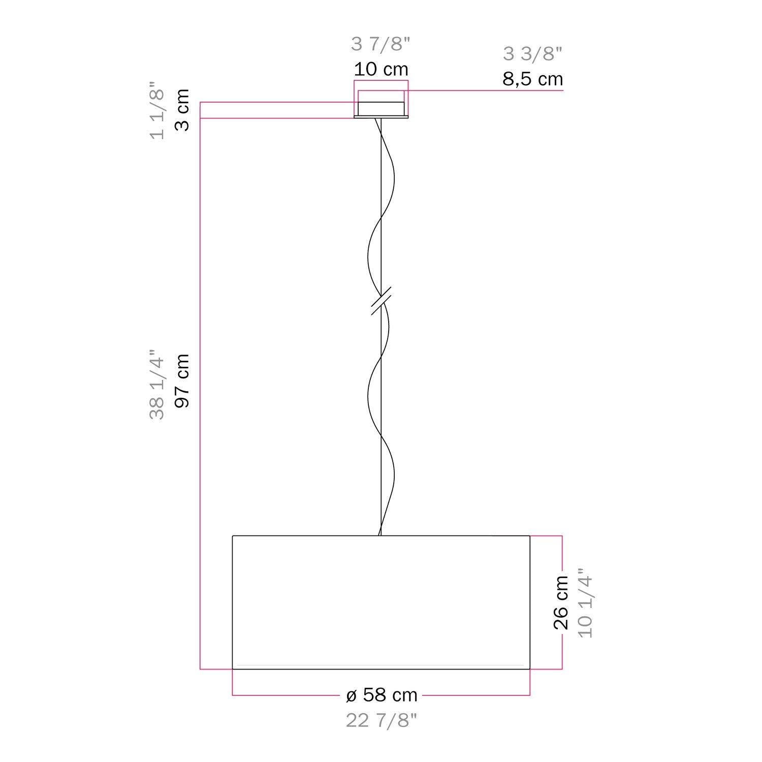 Lampada a sospensione con paralume in tessuto Cilindro Large - Made in Italy - Juta Chiara Si