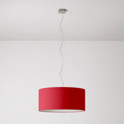 Lampada a sospensione con paralume in tessuto Cilindro Large - Made in Italy - Teletta Rosso No