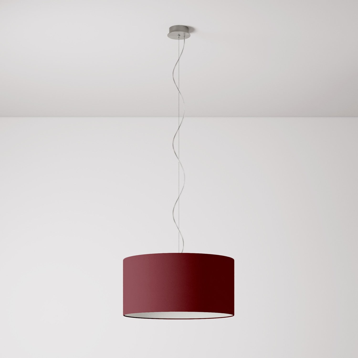 Lampada a sospensione con paralume in tessuto Cilindro Medium - Made in Italy - Arenal Bordeaux No