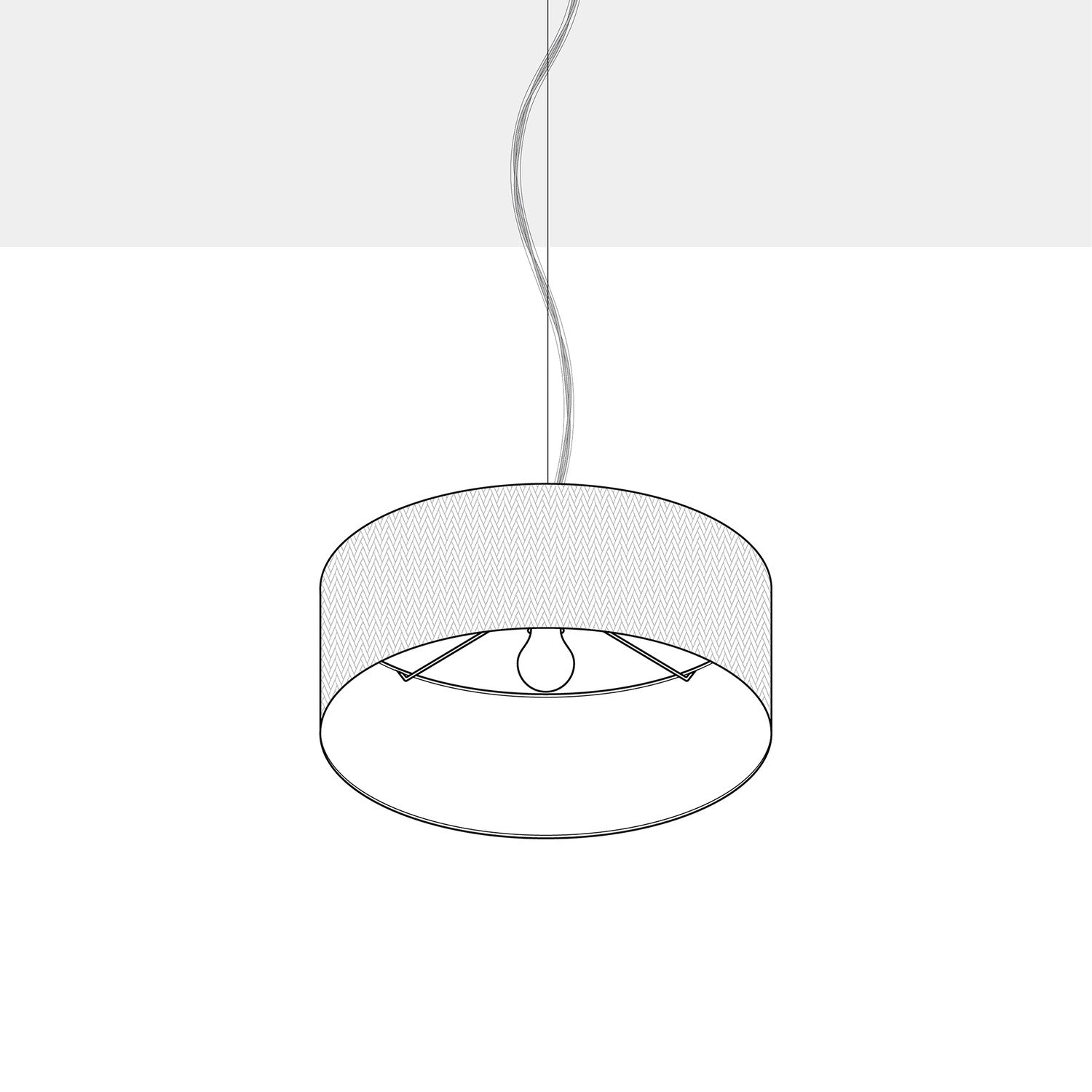 Lampada a sospensione con paralume in tessuto Cilindro Small Arenal oro - Made in Italy No