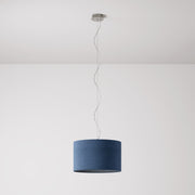 Lampada a sospensione con paralume in tessuto Cilindro Small - Made in Italy - Lana Blu No