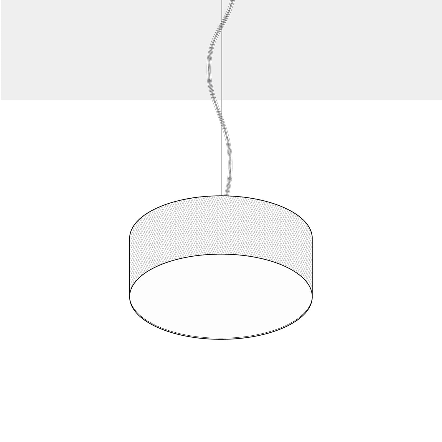 Lampada a sospensione con paralume in tessuto Cilindro Small Teletta azzurro severo - Made in Italy Si