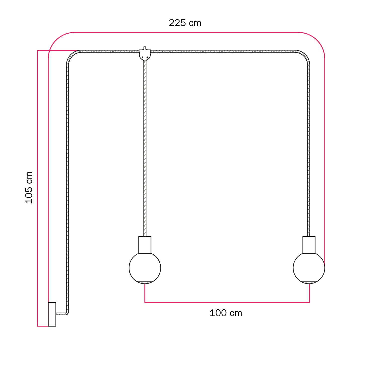 Lampada a sospensione da esterno Modulair IP65 a 2 cadute con paralumi infrangibili Unbreak-a-Ball - Nero