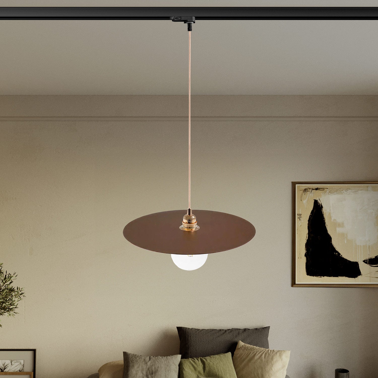 Lampada a sospensione per binari con paralume XL Ellepi - Effetto corten
