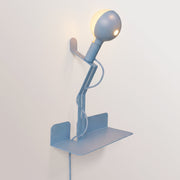 Lampada da parete con mensola e lampadina LED G125 verniciata - Murio Talia - Blu