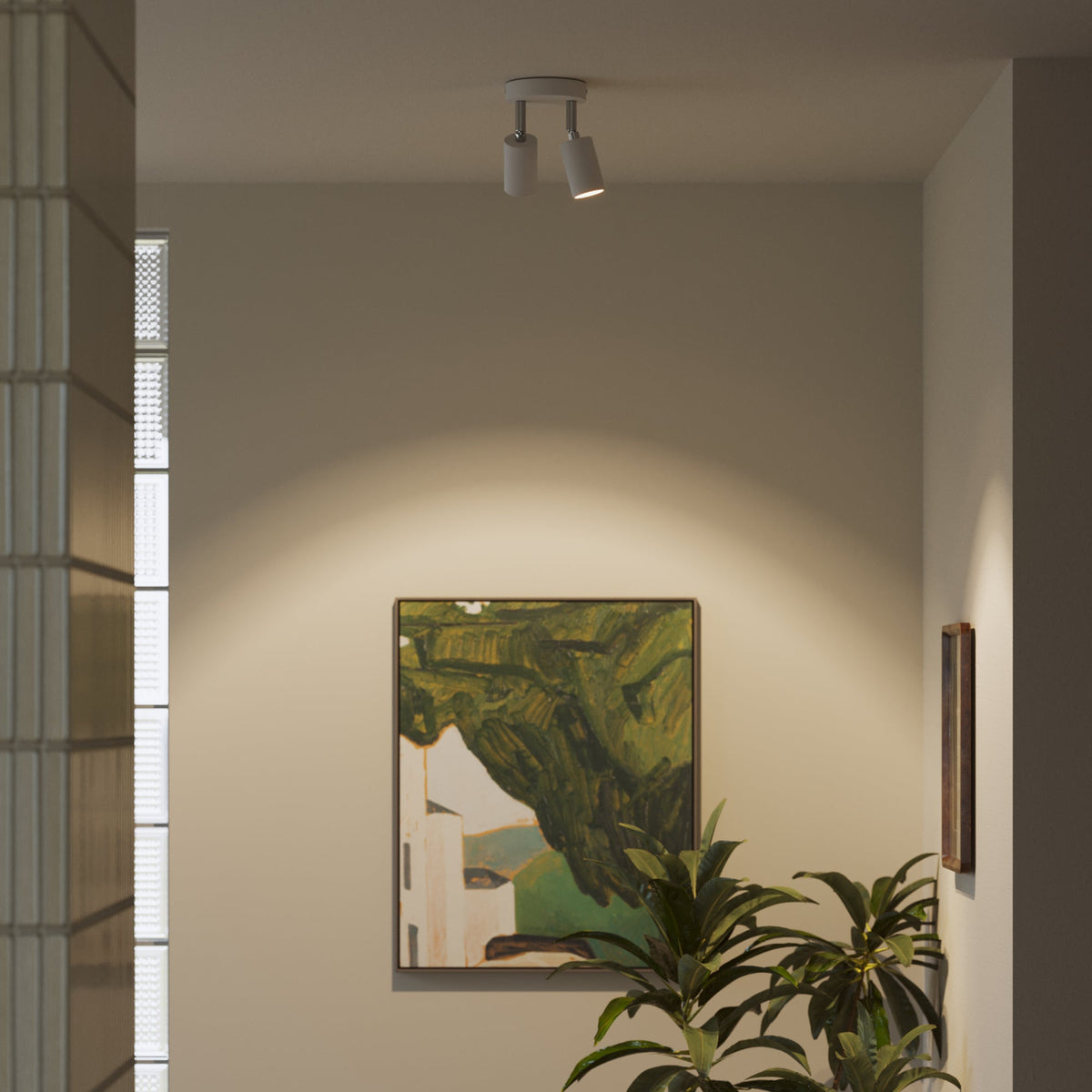 Lampada da parete o soffitto con 2 faretti GU10 Bispot orientabili - Bianco opaco