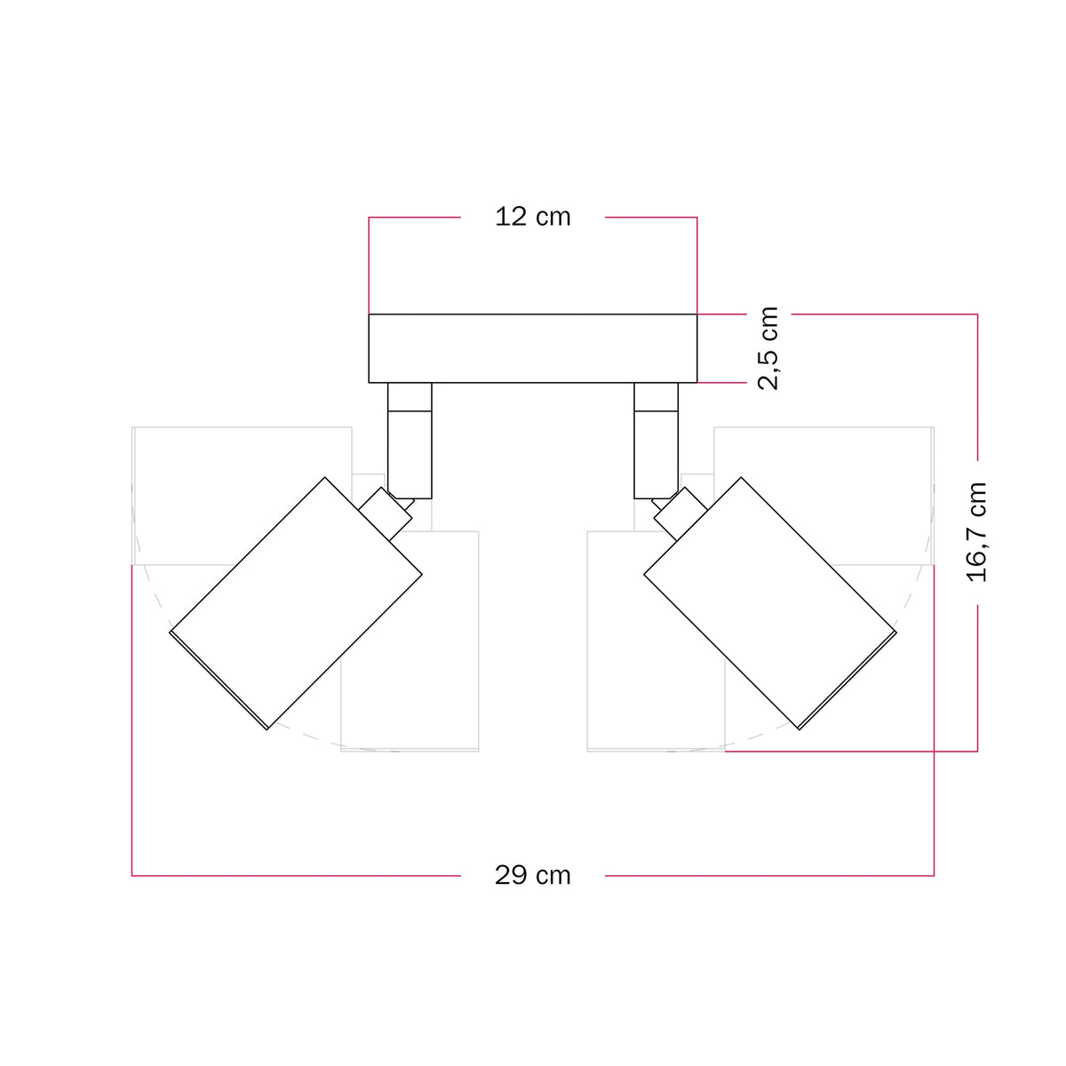 Lampada da parete o soffitto con 2 faretti GU10 Bispot orientabili - Bronzo satinato / Nero