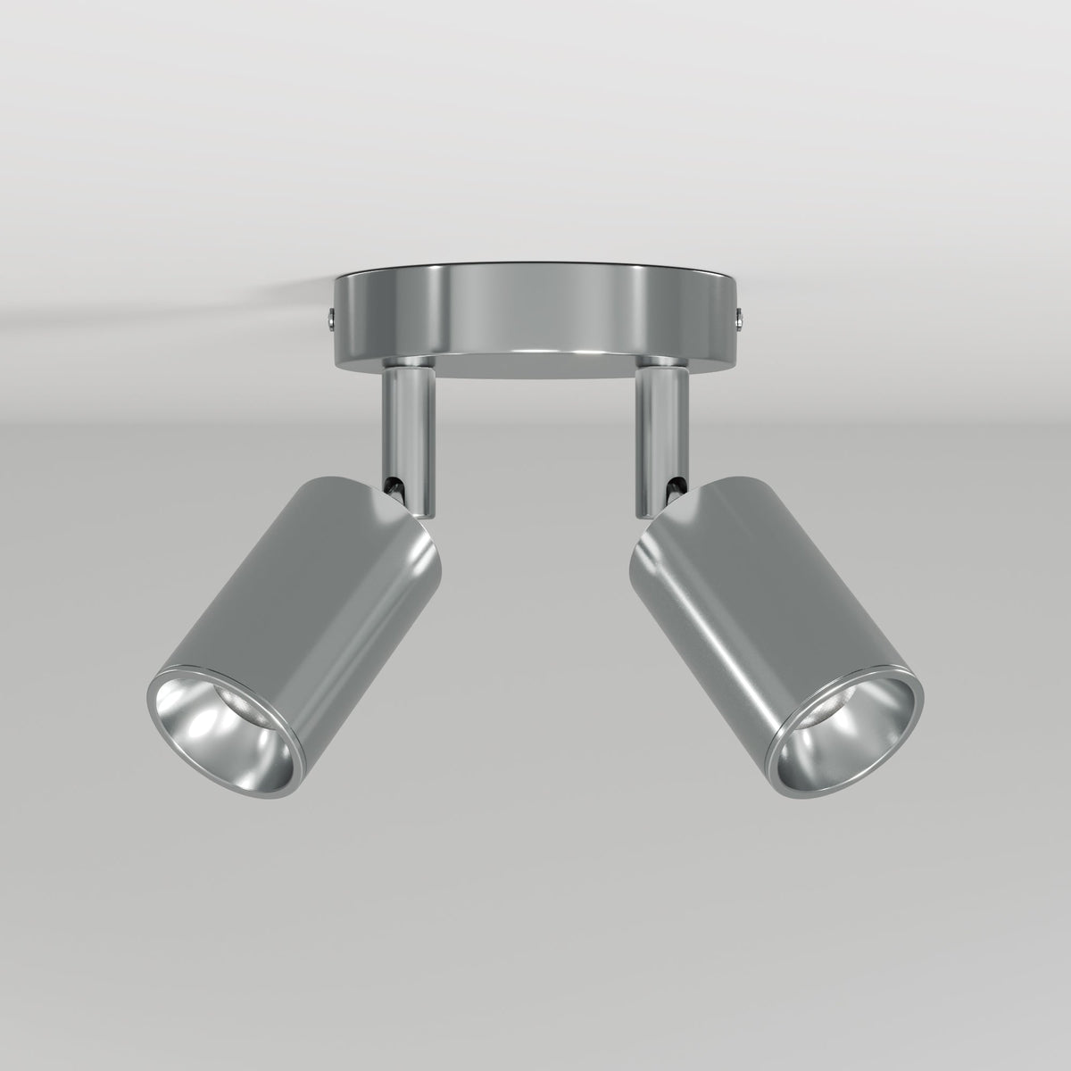 Lampada da parete o soffitto con 2 faretti GU10 Bispot orientabili - Cromo satinato
