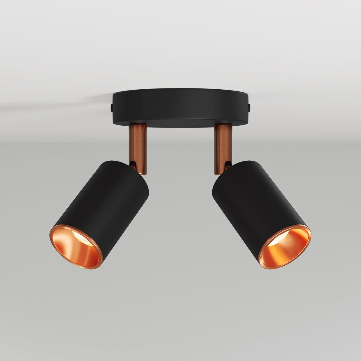 Lampada da parete o soffitto con 2 faretti GU10 Bispot orientabili - Nero / Rame satinato