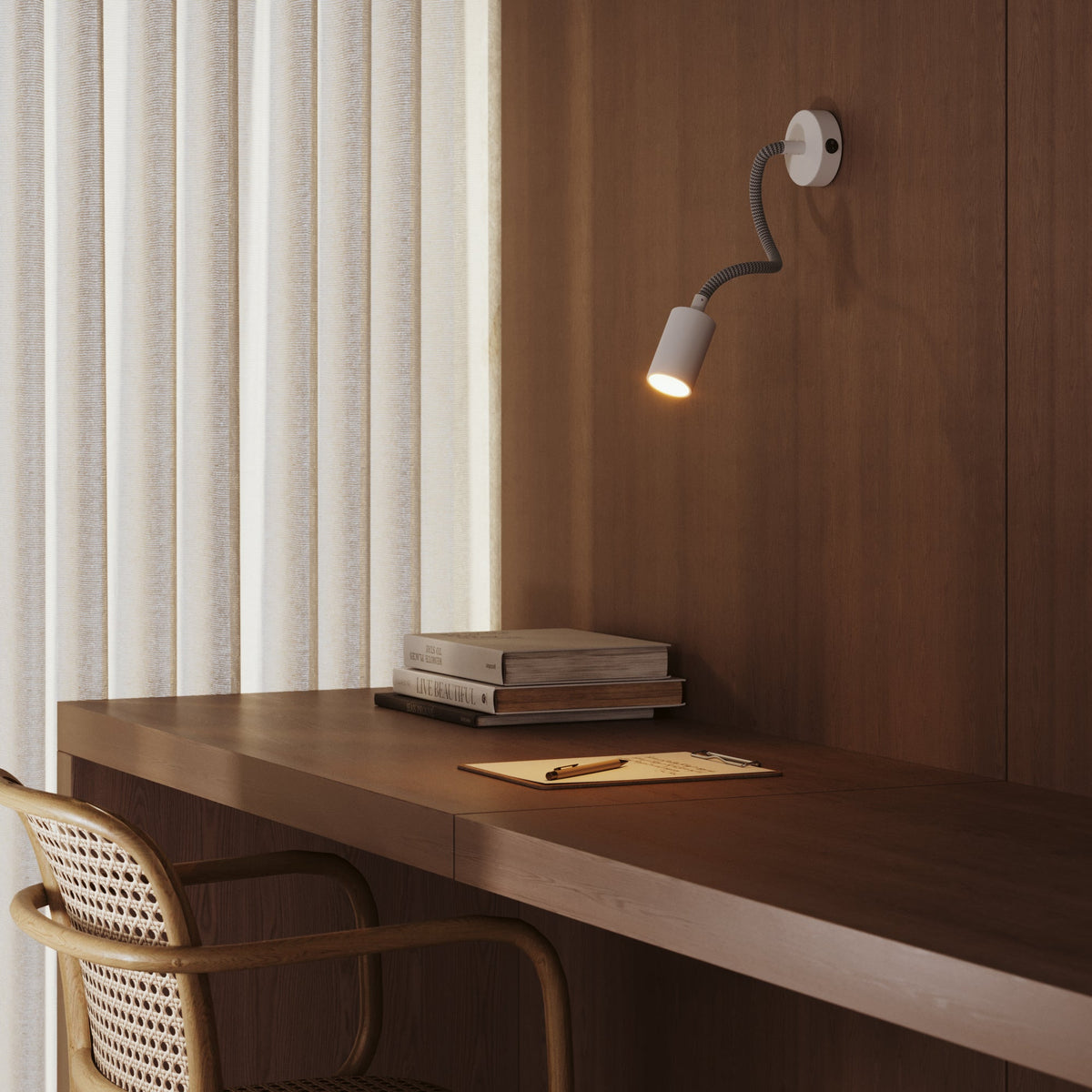 Lampada da parete o soffitto con faretto GU10 Bispot e braccio orientabile Flex 30 cm - Bianco opaco Si Si