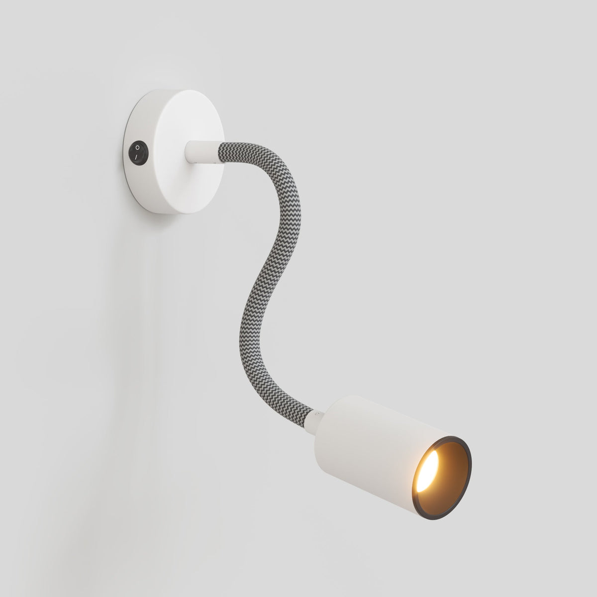 Lampada da parete o soffitto con faretto GU10 Bispot e braccio orientabile Flex 30 cm - Bianco opaco / Nero Si Si