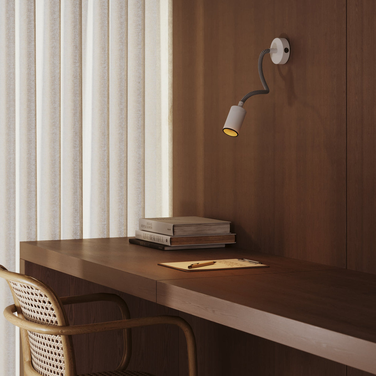 Lampada da parete o soffitto con faretto GU10 Bispot e braccio orientabile Flex 30 cm - Bianco opaco / Nero Si Si
