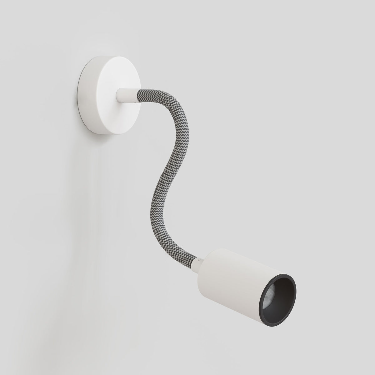 Lampada da parete o soffitto con faretto GU10 Bispot e braccio orientabile Flex 30 cm - Bianco opaco / Nero Si No