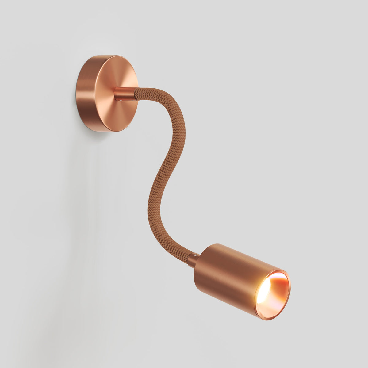 Lampada da parete o soffitto con faretto GU10 Bispot e braccio orientabile Flex 30 cm - Rame satinato Si No