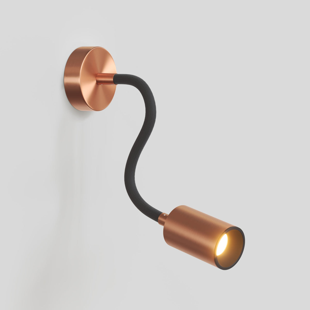 Lampada da parete o soffitto con faretto GU10 Bispot e braccio orientabile Flex 30 cm - Rame satinato / Nero Si No