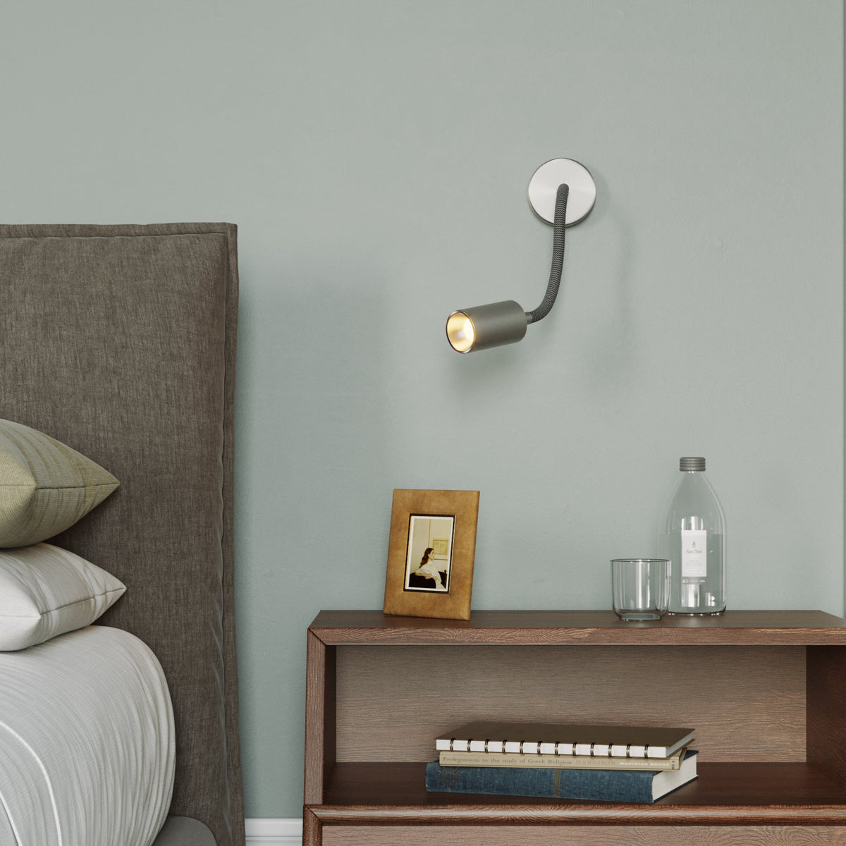 Lampada da parete o soffitto con faretto GU10 Bispot e braccio orientabile Flex 30 cm - Titanio satinato Si No