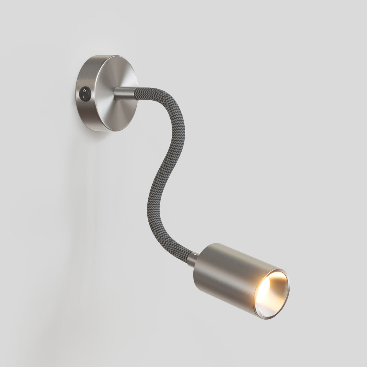 Lampada da parete o soffitto con faretto GU10 Bispot e braccio orientabile Flex 30 cm - Titanio satinato Si Si
