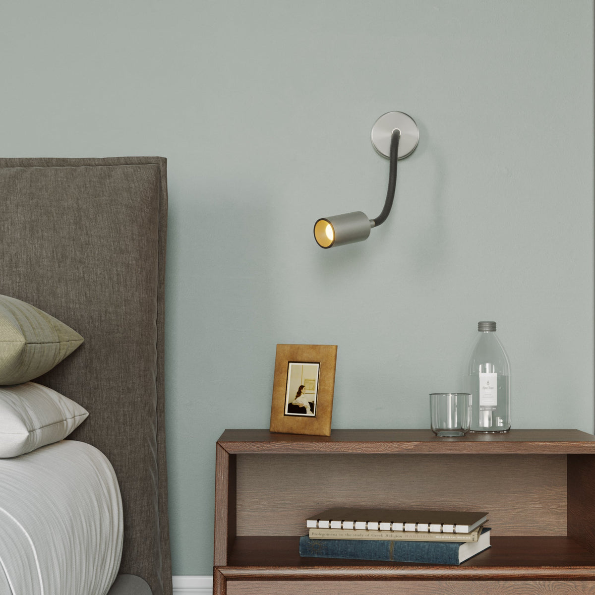 Lampada da parete o soffitto con faretto GU10 Bispot e braccio orientabile Flex 30 cm - Titanio satinato / Nero Si No
