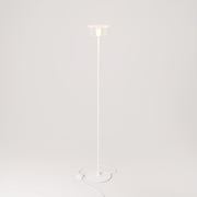 Lampada da terra MAG-Y con base metallica tonda e lampadina Ghost trasparente - Bianco opaco