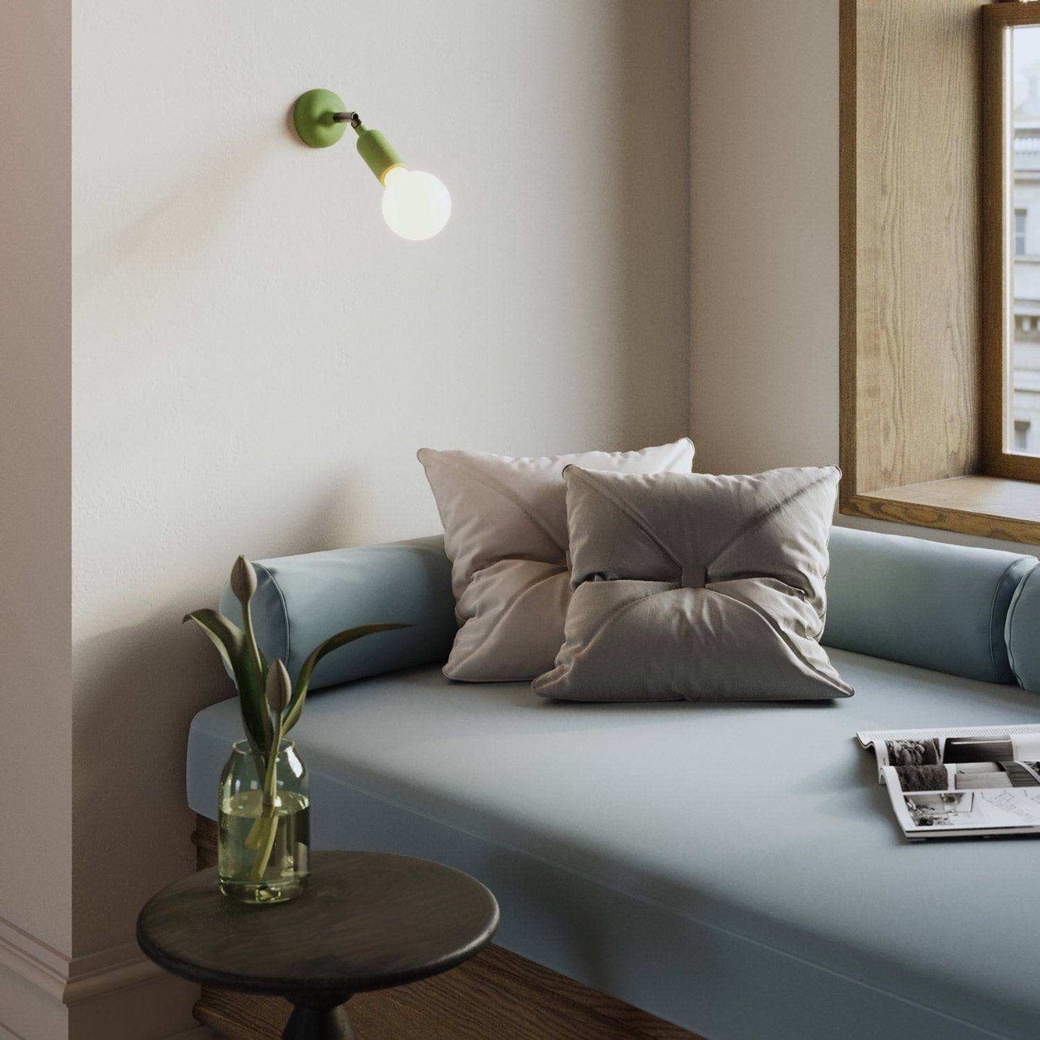 Lampada Fermaluce in silicone con snodo e con interruttore incorporato - Verde prato