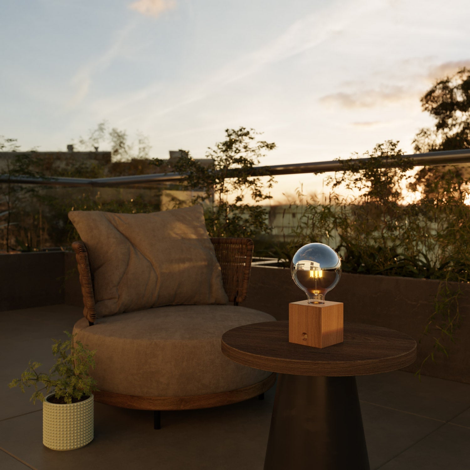 Lampada portatile ricaricabile Cabless03 con lampadina globo mezza sfera argento - Neutro