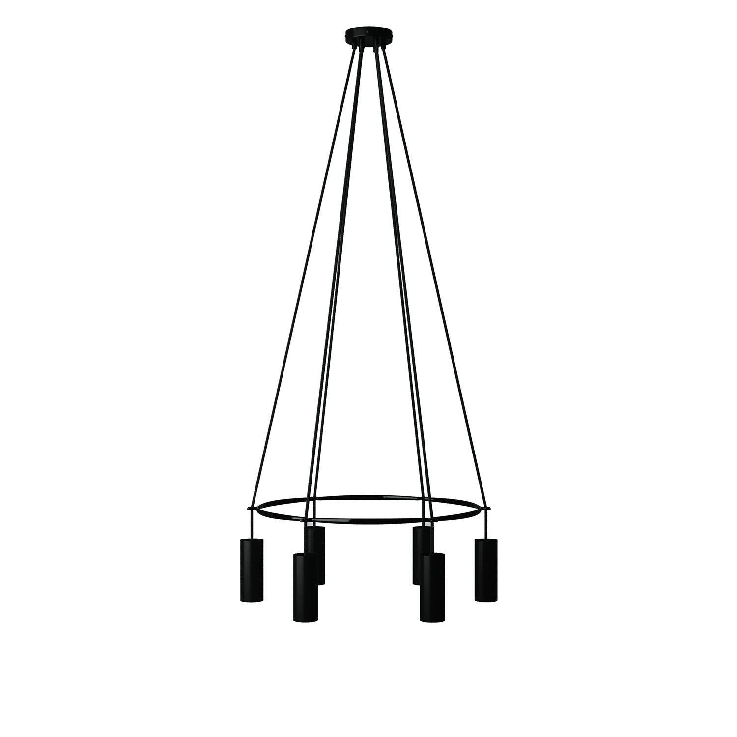 Lampadario Cage a 6 cadute Tub-E14 - Nero