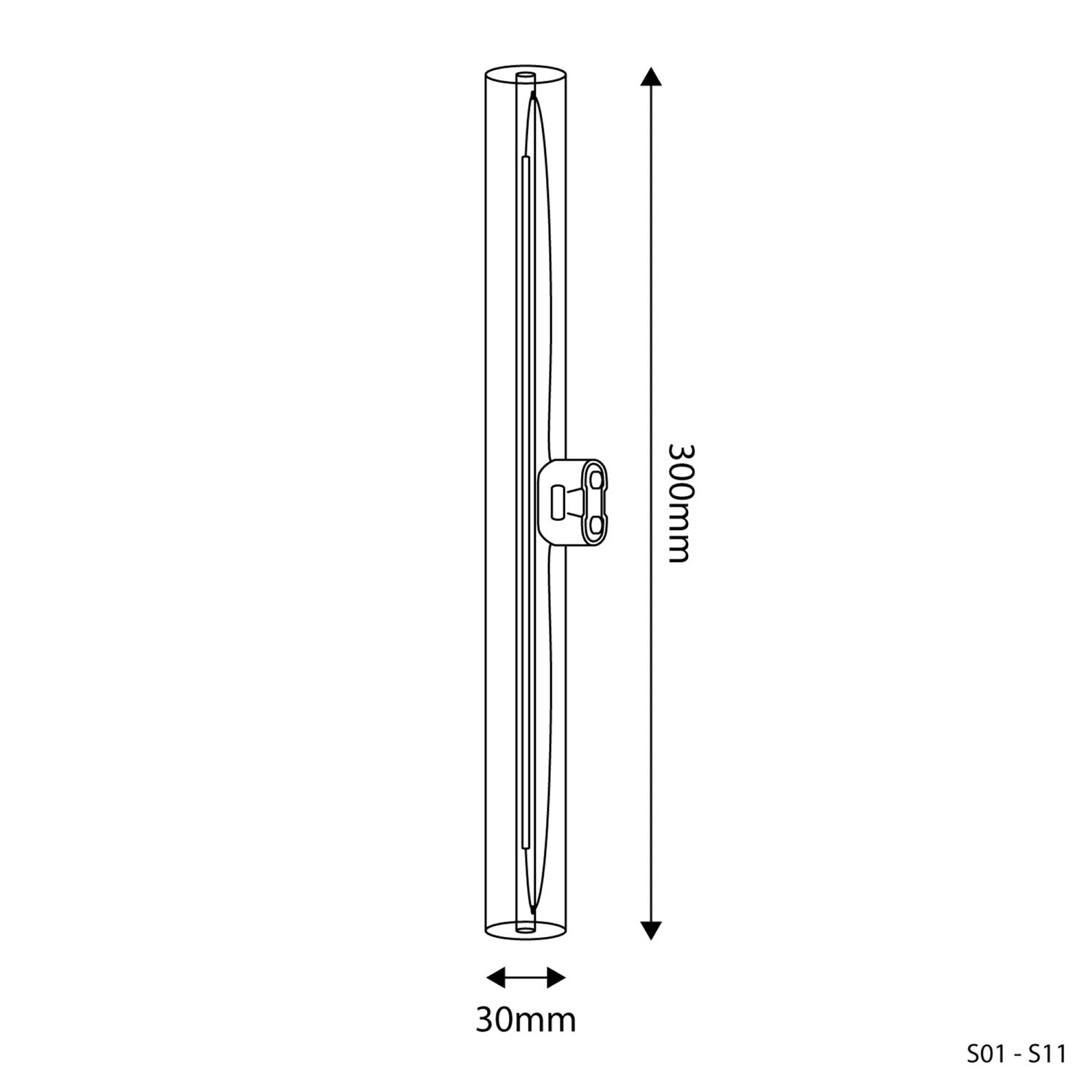 Lampadina LED a Effetto Porcellana CRI 90 Lineare S14d - lunghezza 300 mm 6W 470Lm 2700K Dimmerabile - S11