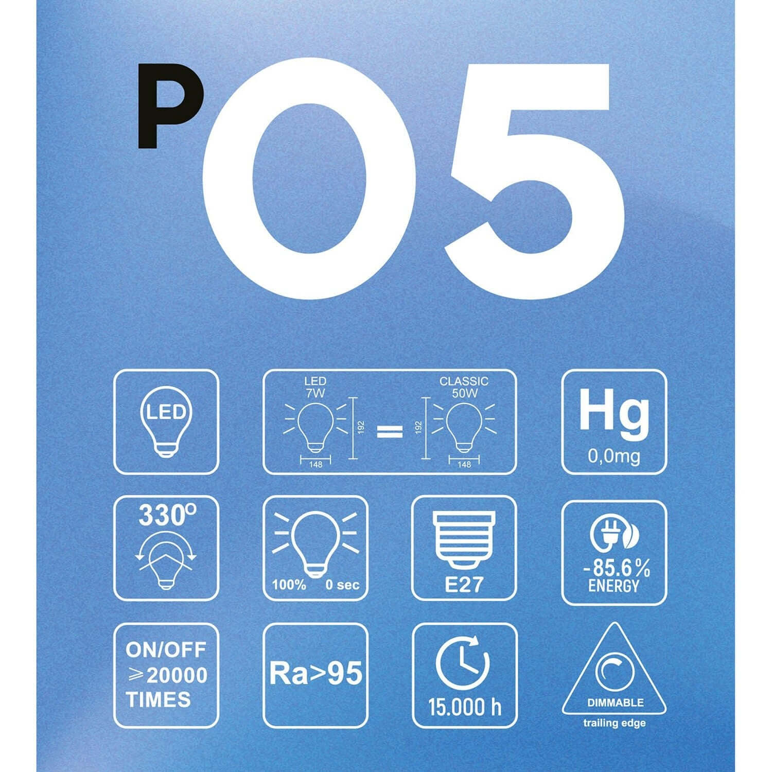 Lampadina LED Effetto Porcellana CRI 95 G150 7W 640Lm E27 2700K Dimmerabile - P05