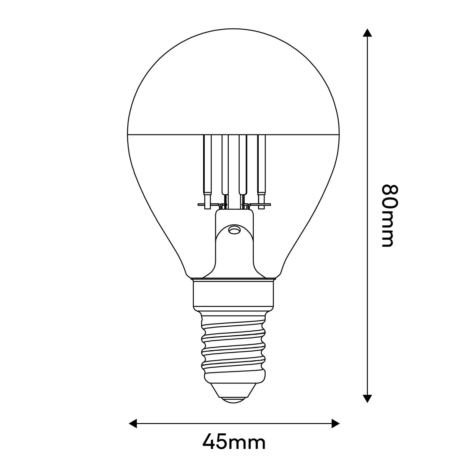 Lampadina LED Mezza Sfera Oro Mini Globo G45 4,8W 380Lm E14 2700K Dimmerabile - A11