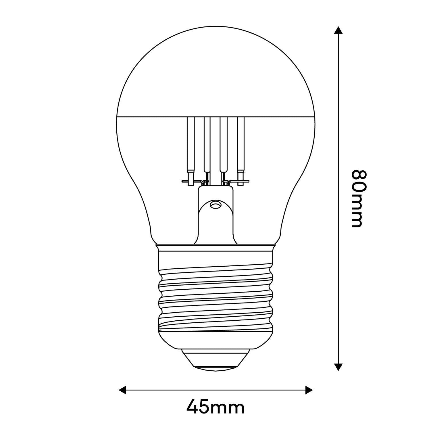 Lampadina LED Mezza Sfera Oro Mini Globo G45 4,8W 380Lm E27 2700K Dimmerabile - A13