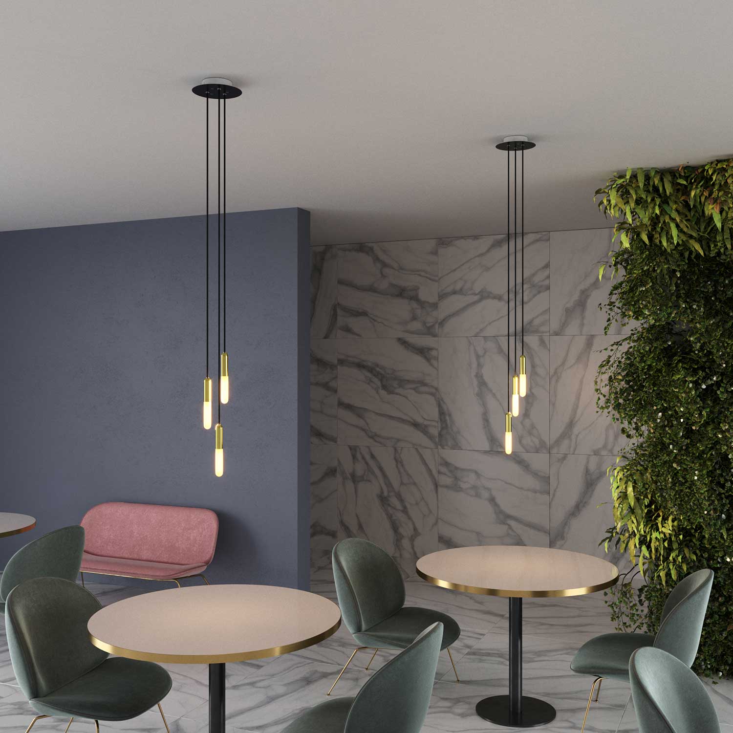 P-Light, kit portalampada E14 in metallo con serracavo a scomparsa - Ottone