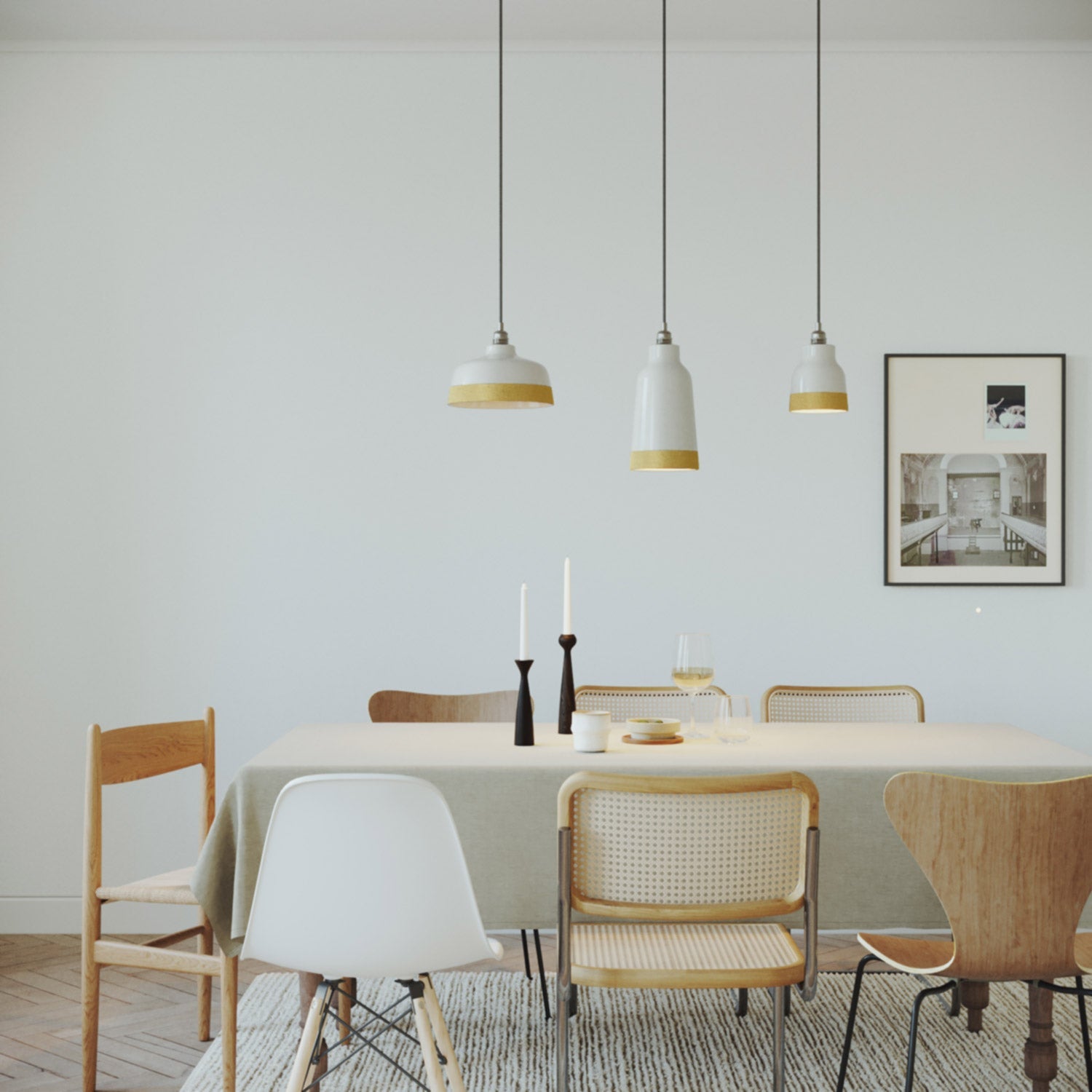 Paralume Bottiglia bicolore in ceramica Bianco e Giallo, collezione Materia - Made in Italy