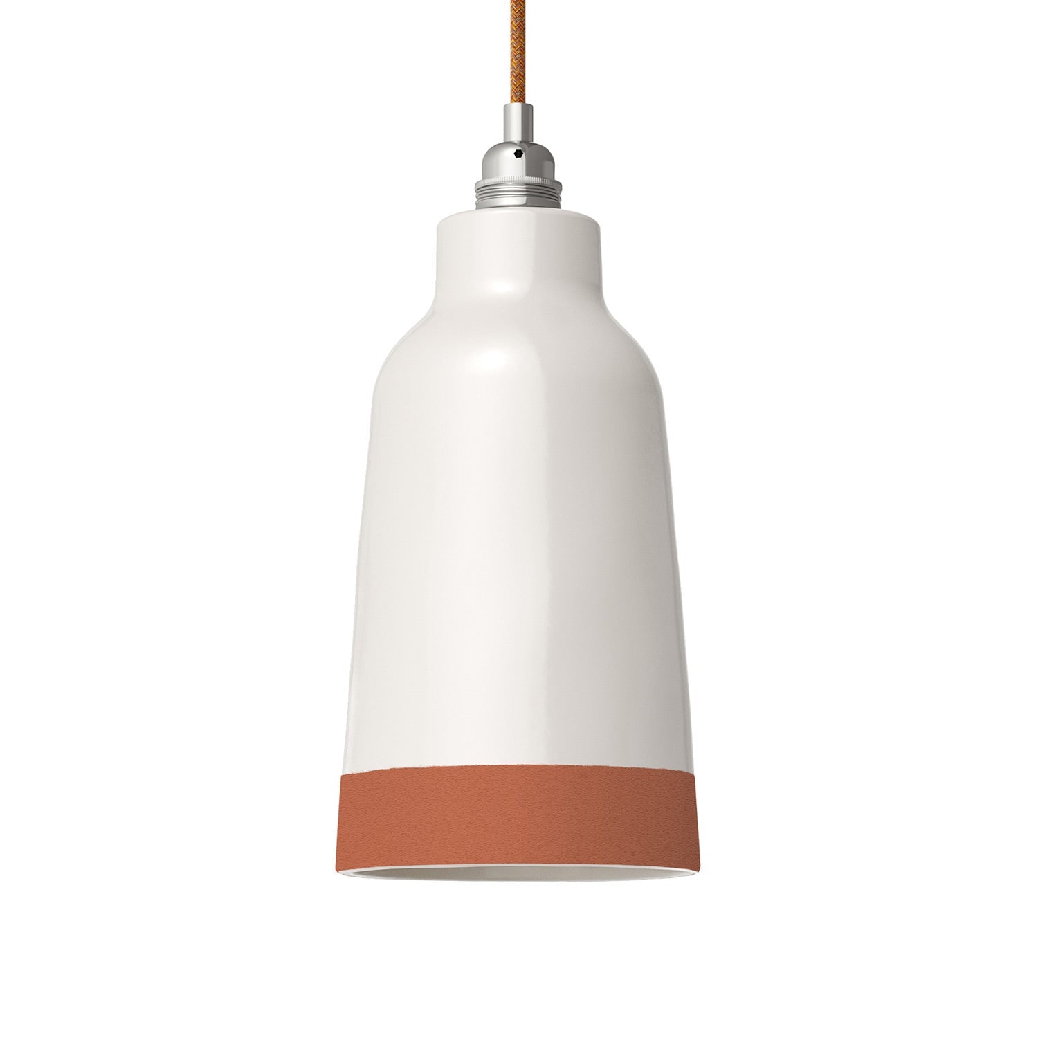 Paralume Bottiglia bicolore in ceramica Bianco e Terracotta, collezione Materia - Made in Italy