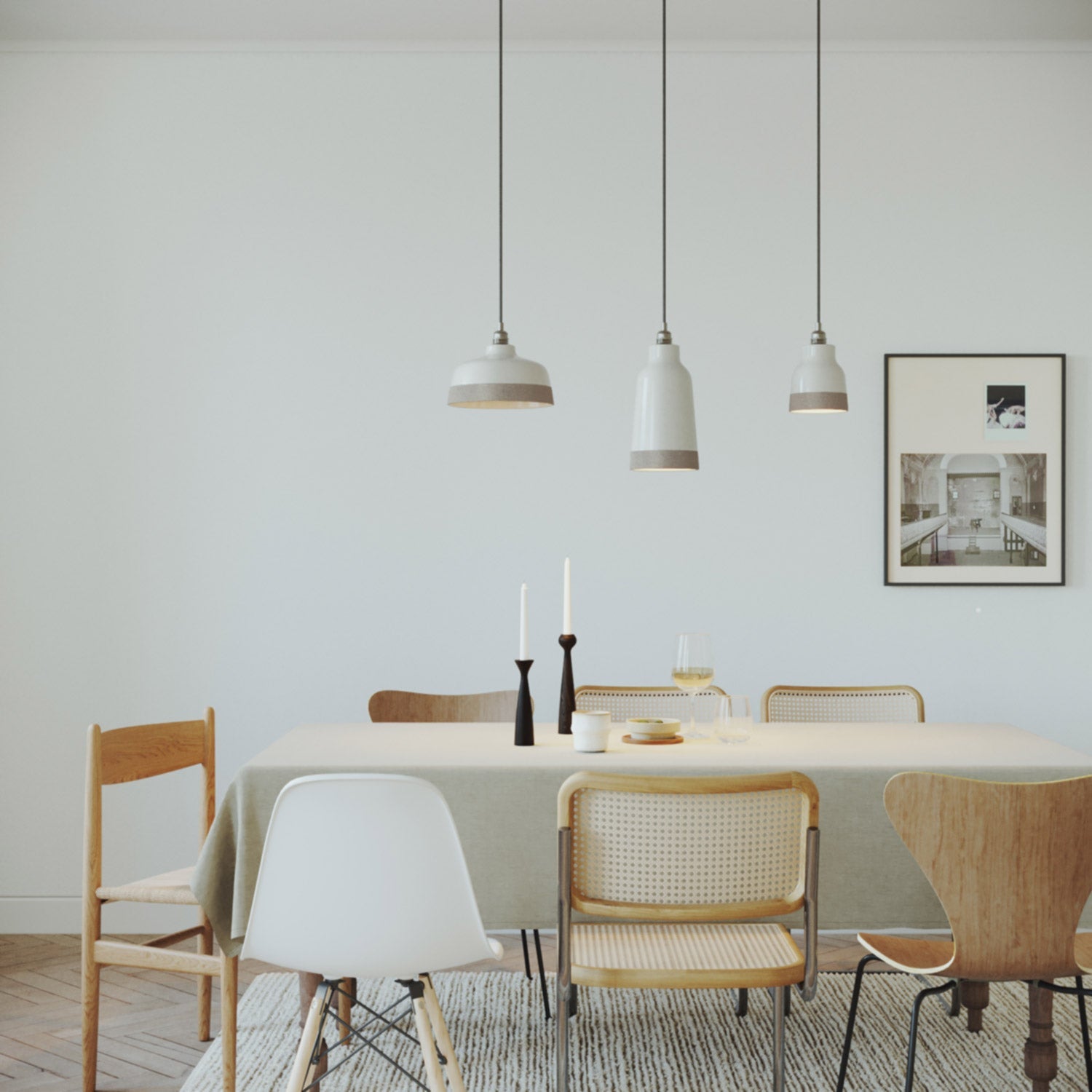 Paralume Bottiglia bicolore in ceramica Bianco e Tortora, collezione Materia - Made in Italy