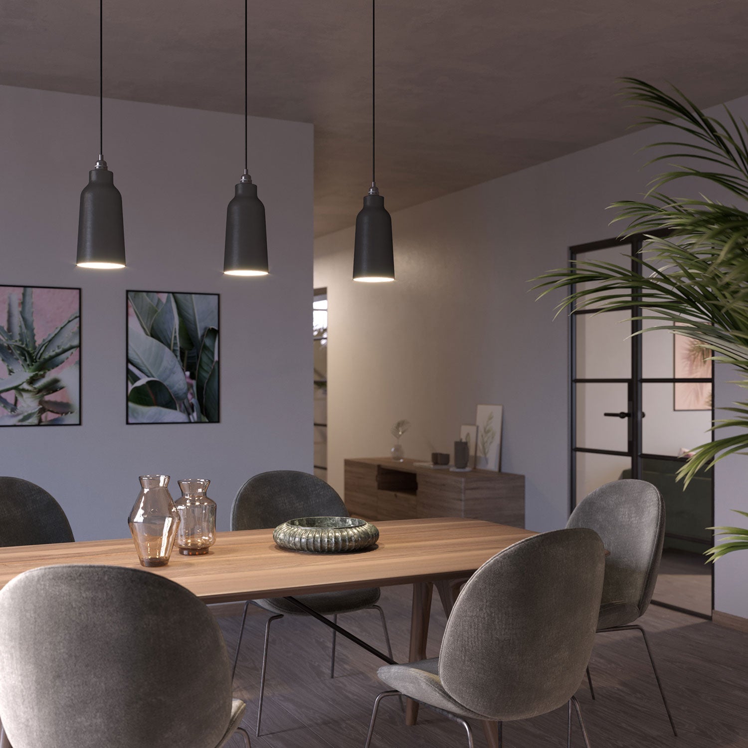 Paralume Bottiglia in ceramica, collezione Materia - Made in Italy - Lavagna