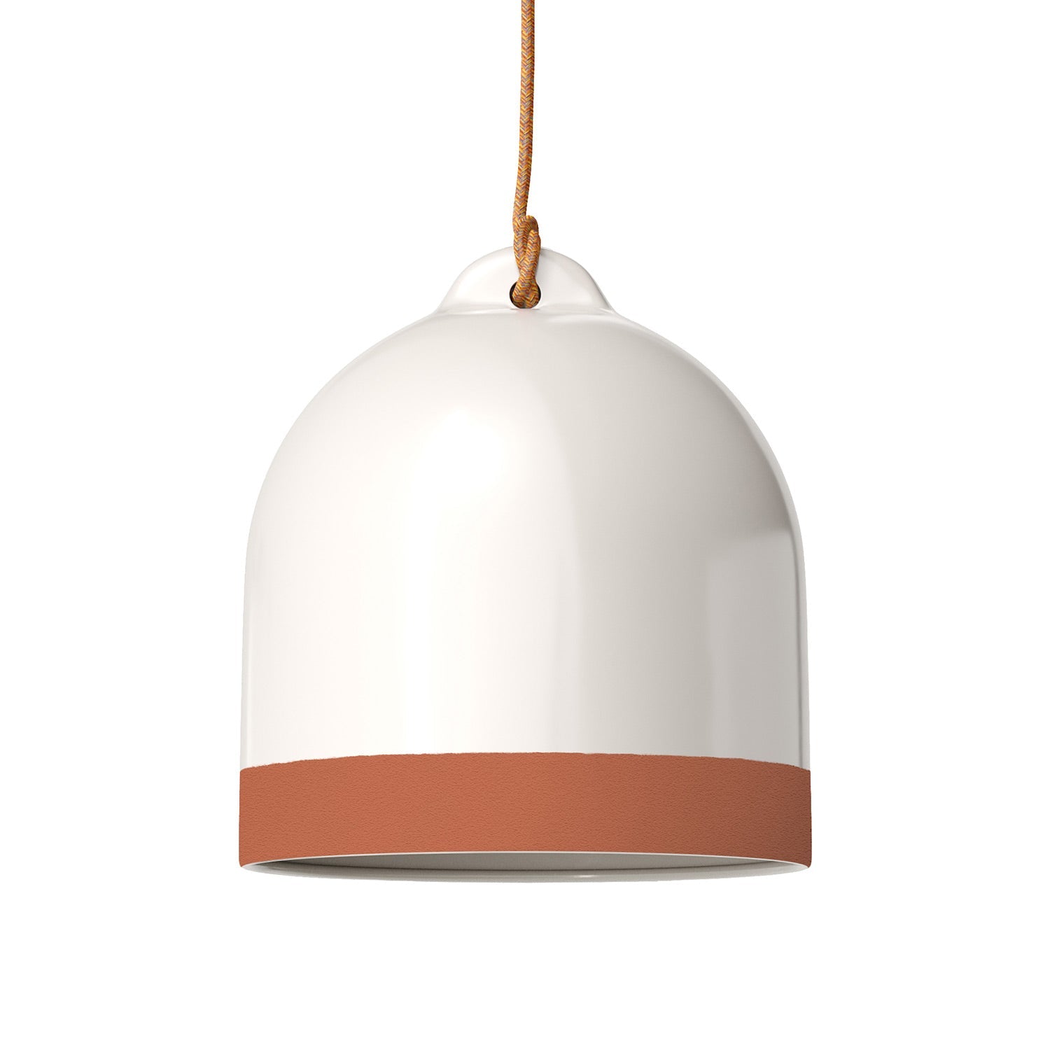 Paralume Campana M bicolore in ceramica Bianco e Terracotta, collezione Materia - Made in Italy