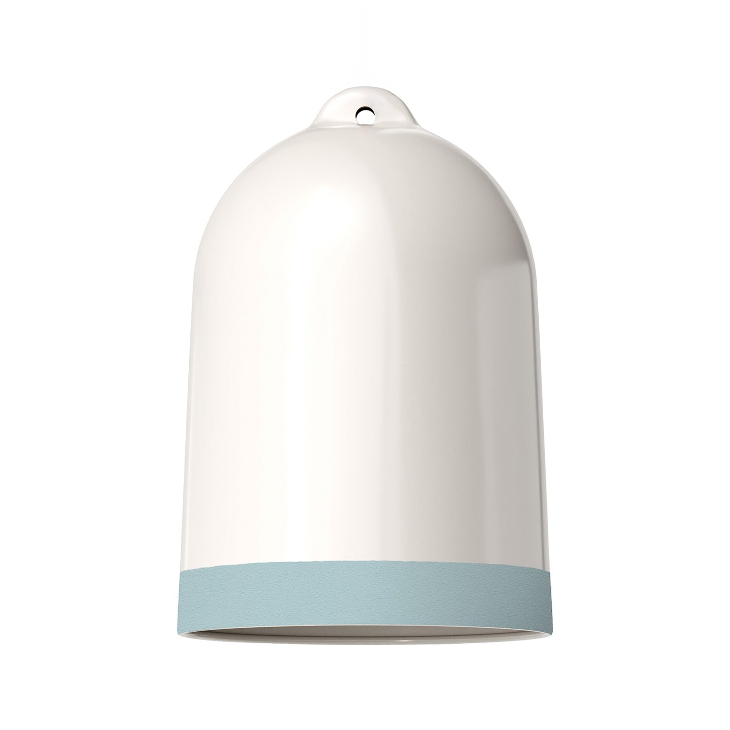 Paralume Campana XL bicolore in ceramica Bianco e Azzurro, collezione Materia - Made in Italy