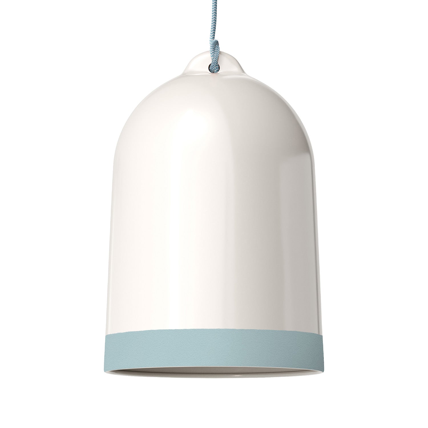 Paralume Campana XL bicolore in ceramica Bianco e Azzurro, collezione Materia - Made in Italy