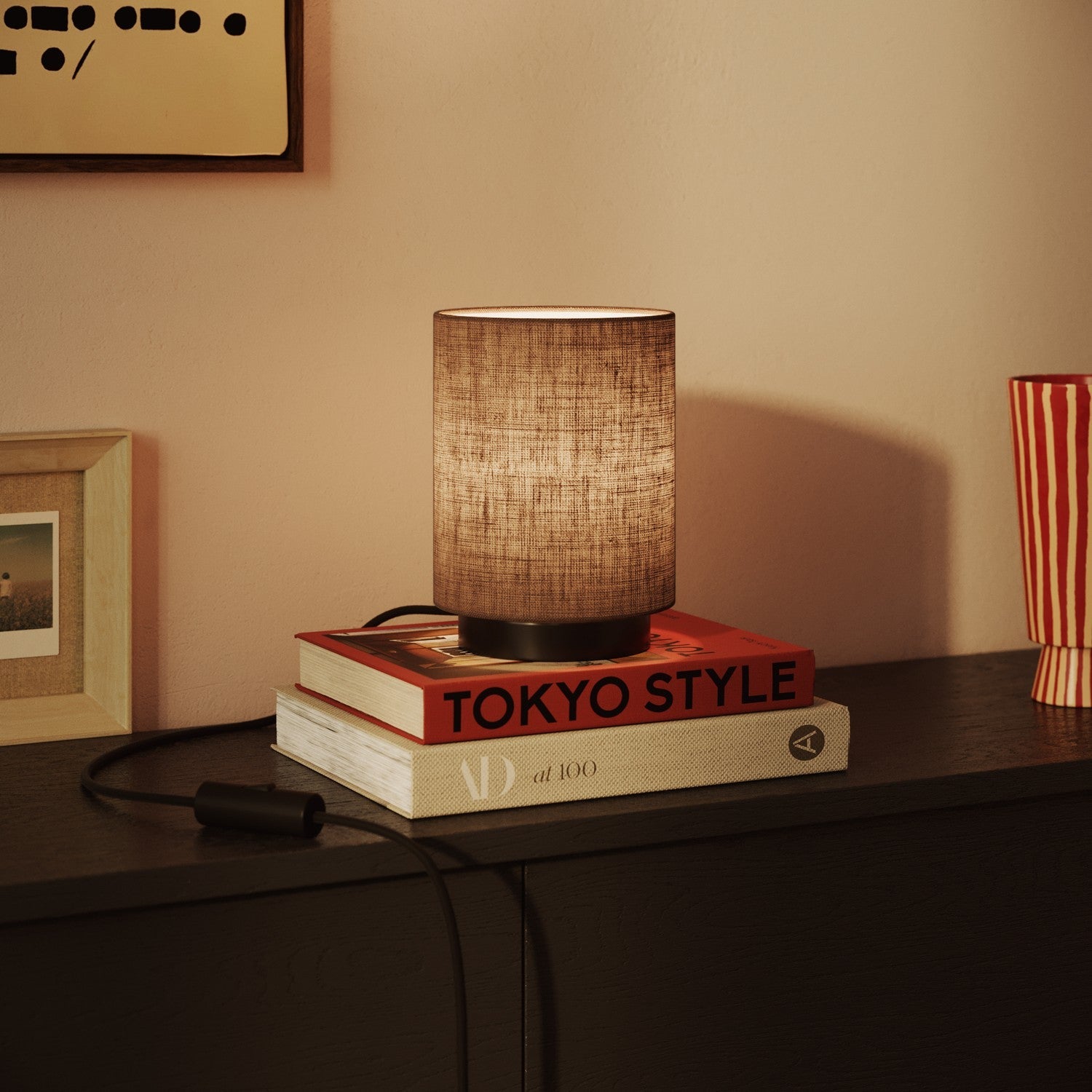 Paralume Cilindro in tessuto con attacco E27 - 100% Made in Italy - Camelot marrone