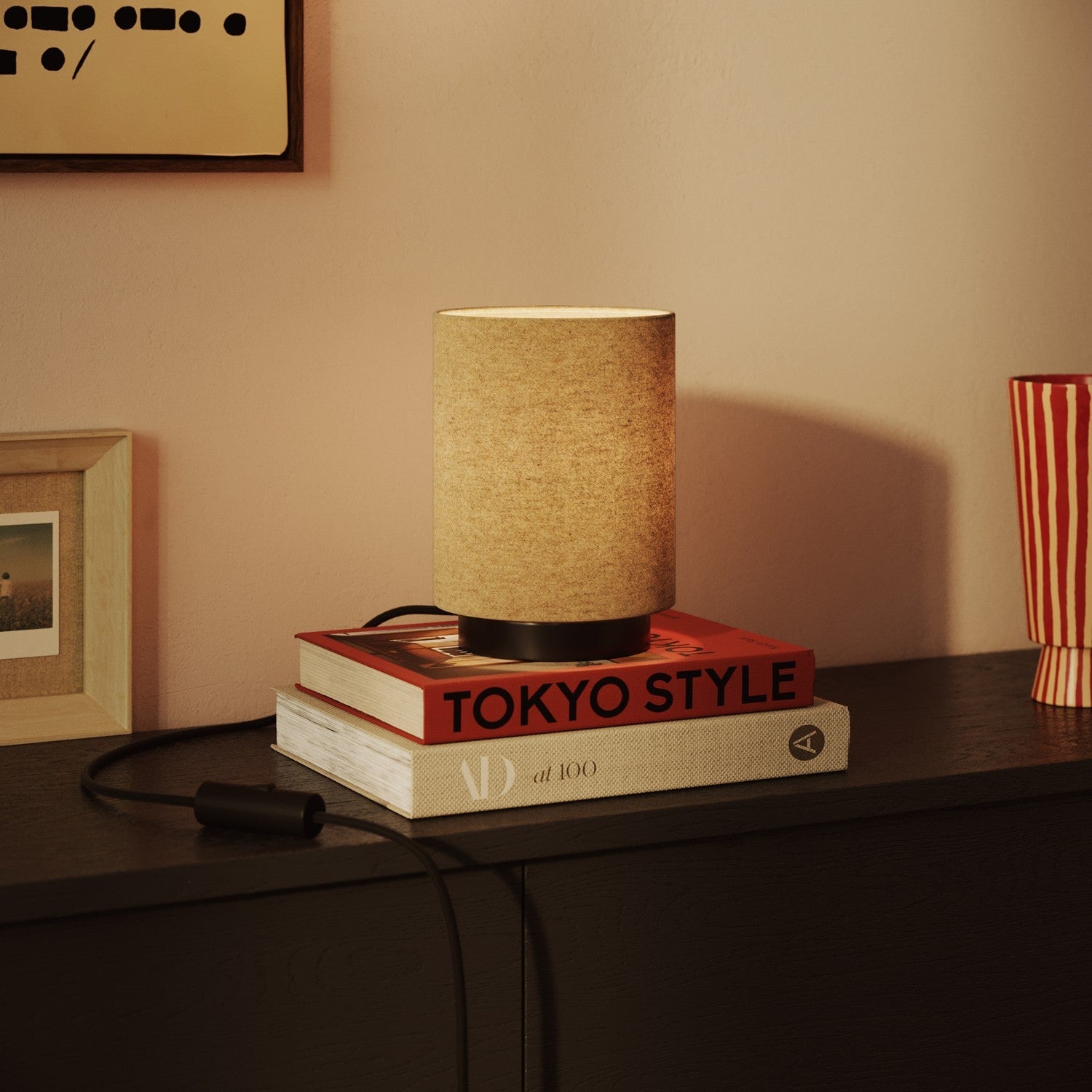 Paralume Cilindro S in tessuto con attacco E27 - Made in Italy - Lana Beige