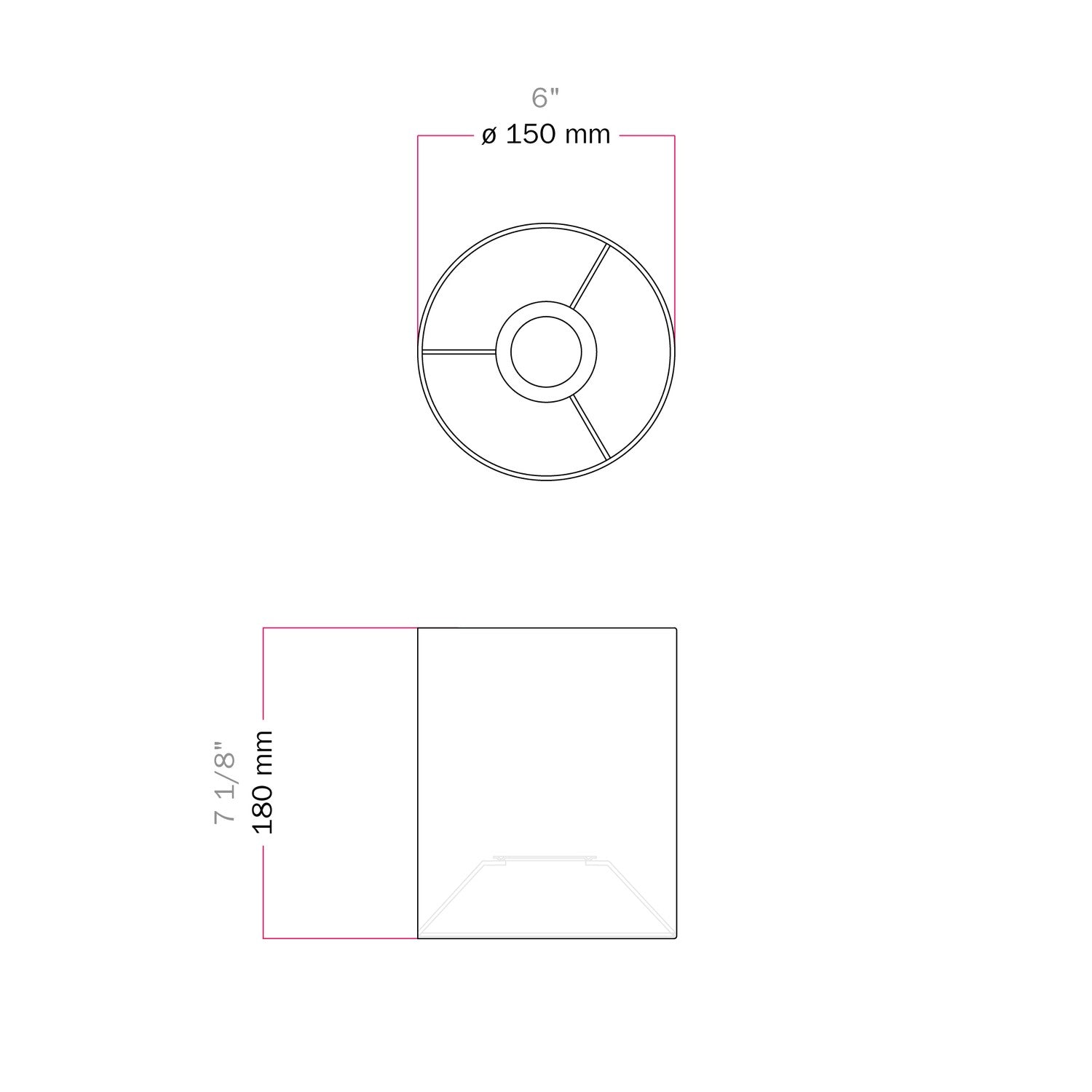 Paralume Cilindro S in tessuto con attacco E27 - Made in Italy - Lana Grigio Scuro
