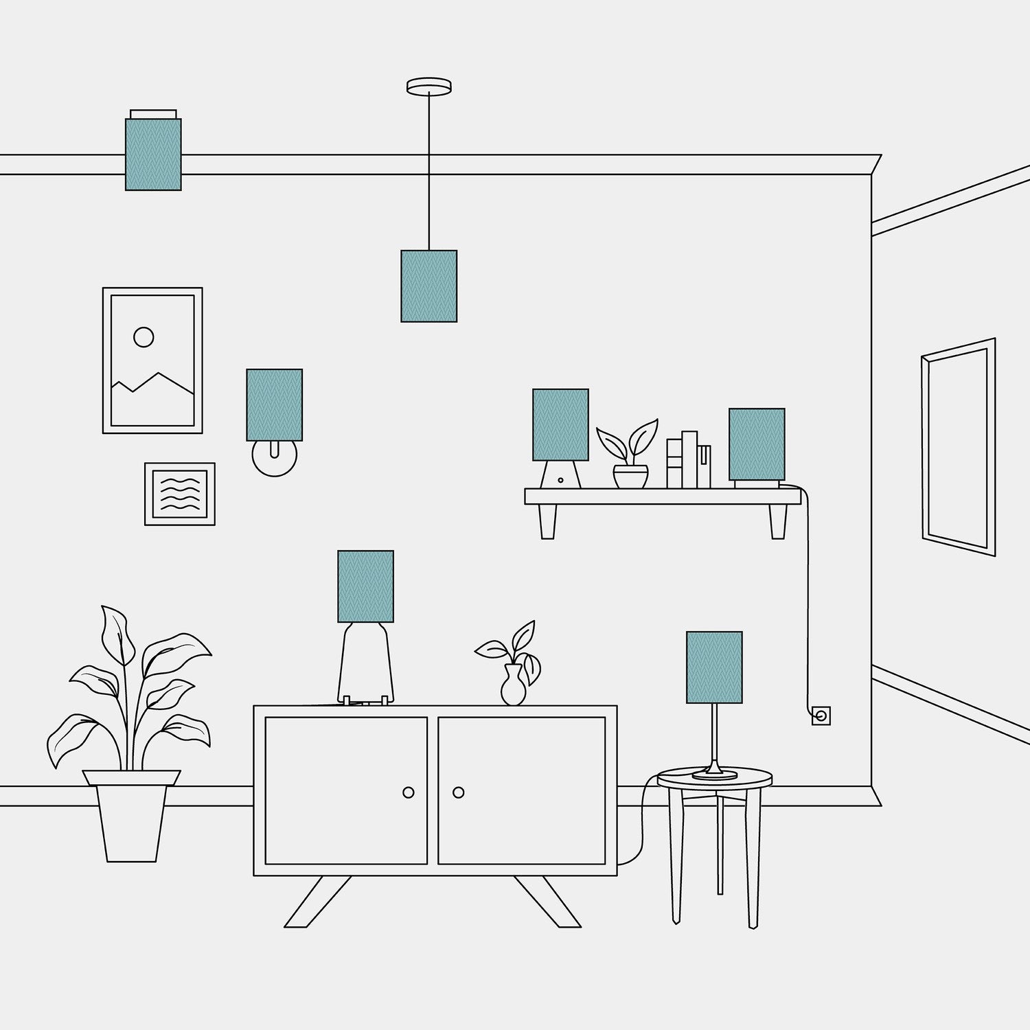 Paralume Cilindro S in tessuto con attacco E27 - Made in Italy - Teletta Verde Dubbio