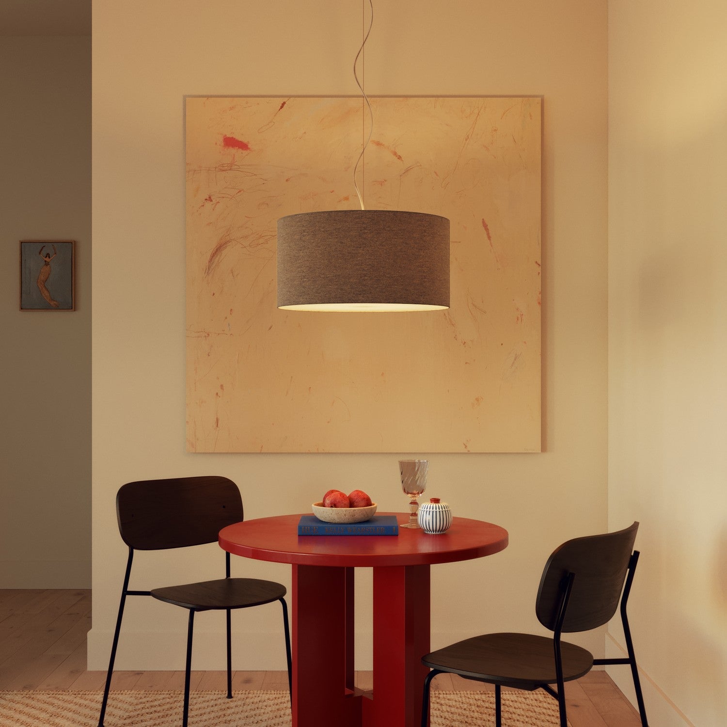 Paralume Cilindro XL in tessuto con attacco E27 - Made in Italy - Lana Grigio Chiaro