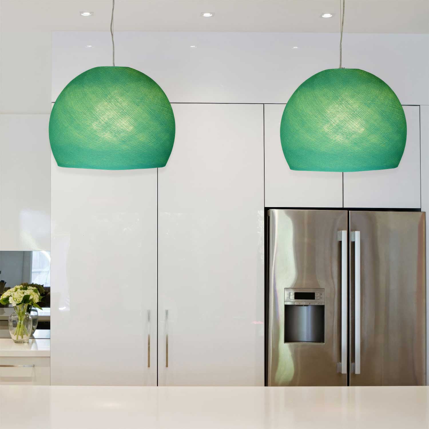 Paralume Cupola in filo 100% fatto a mano - Poliestere Rosso