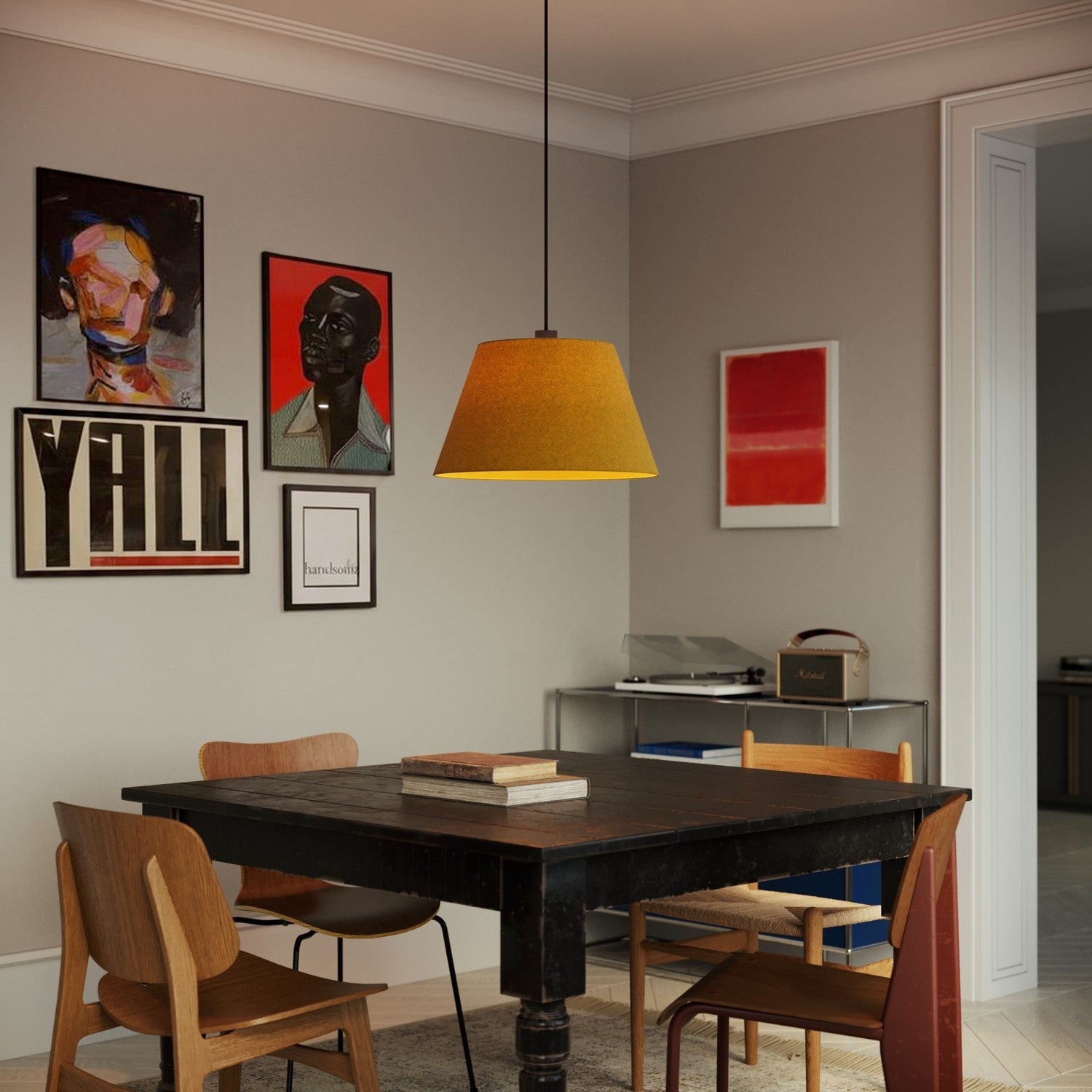 Paralume Impero L per sospensione con attacco E27 - Made in Italy -Lana Senape