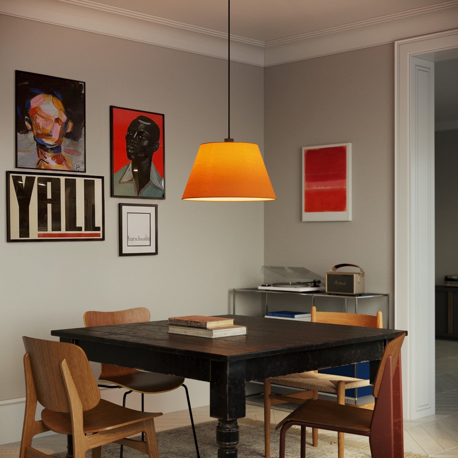 Paralume Impero L per sospensione con attacco E27 - Made in Italy - Teletta Mandarino